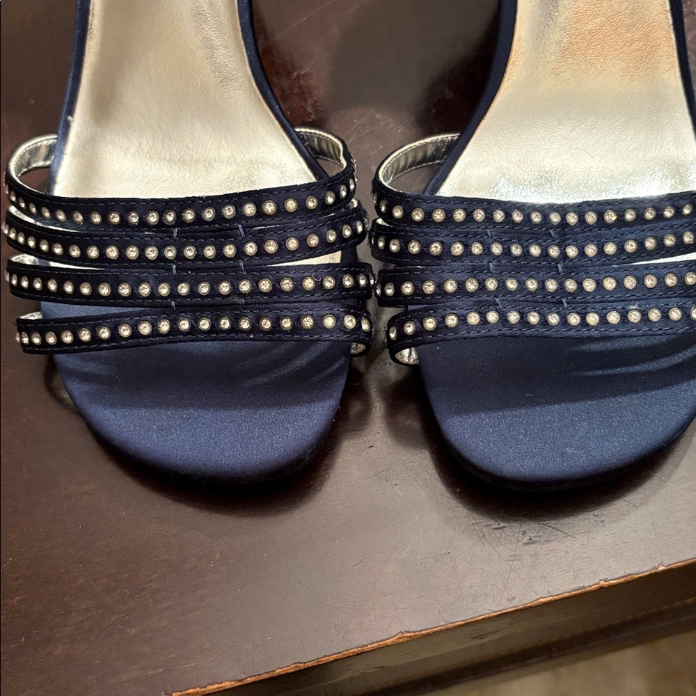 David Tate Midnight Blue Studded Heels - Picture 3 of 5